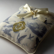 Flamingo Flight Toile Baby Blanket - Heritage Blue