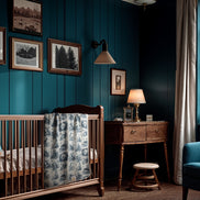 Wildwood Toile Baby Blanket - Dusty Teal