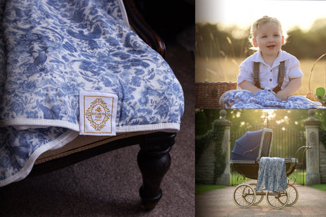 Sara Toile Baby Blanket -  Heritage Blue