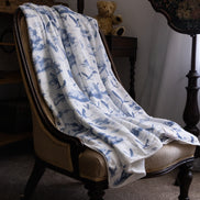 Flamingo Flight Toile Baby Blanket - Heritage Blue