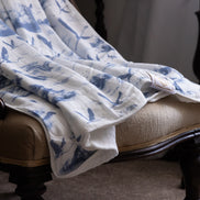 Flamingo Flight Toile Baby Blanket - Heritage Blue