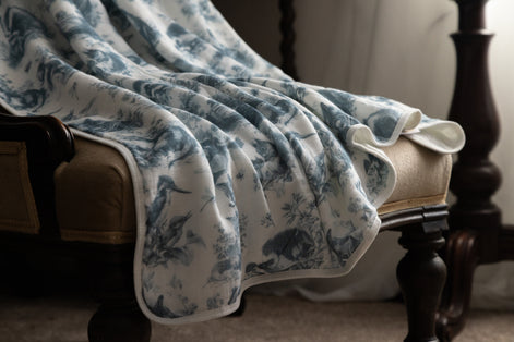 Wildwood Toile Baby Blanket - Dusty Teal