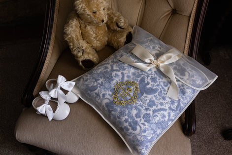 Sara Toile Baby Blanket -  Heritage Blue