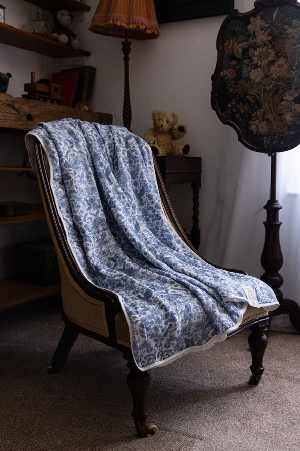 Sara Toile Baby Blanket -  Heritage Blue