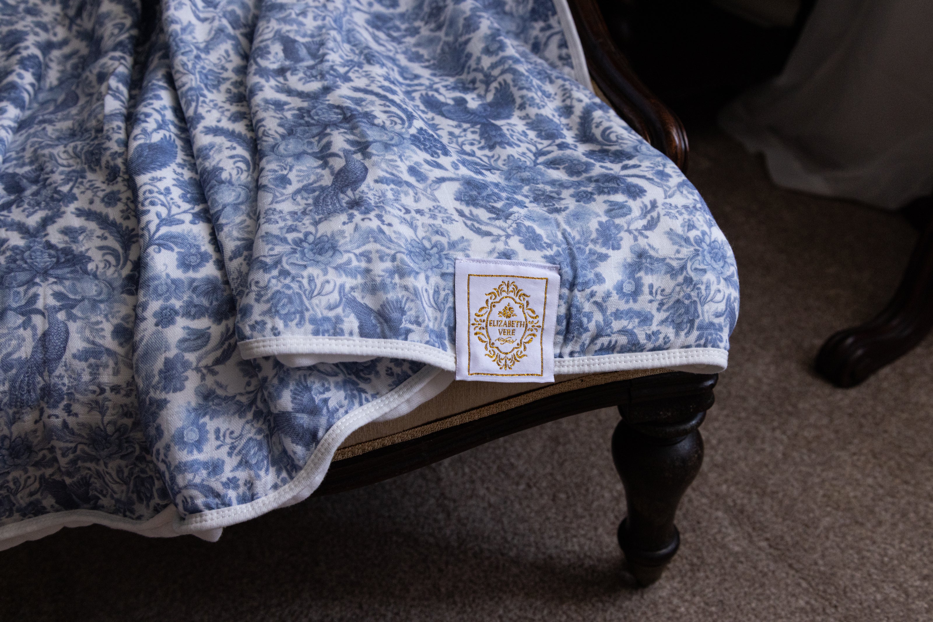 Sara Toile Baby Blanket -  Heritage Blue
