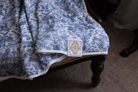Sara Toile Baby Blanket -  Heritage Blue