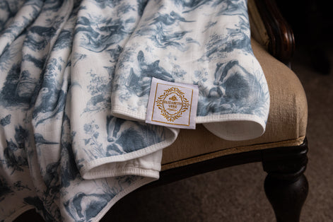 Wildwood Toile Baby Blanket - Dusty Teal