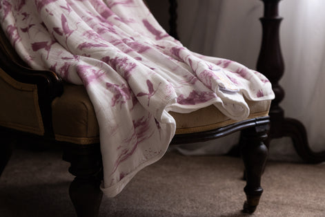 Flamingo Flight Toile Baby Blanket - Antique Rose