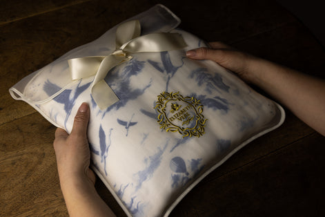 Flamingo Flight Toile Baby Blanket - Heritage Blue