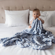 Sara Toile Baby Blanket -  Heritage Blue