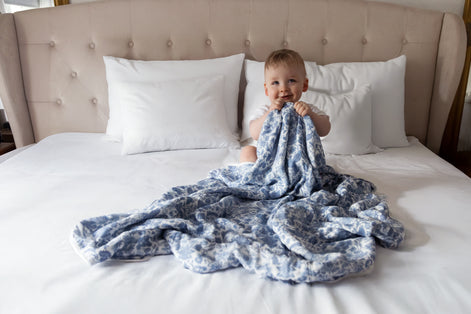 Sara Toile Baby Blanket -  Heritage Blue