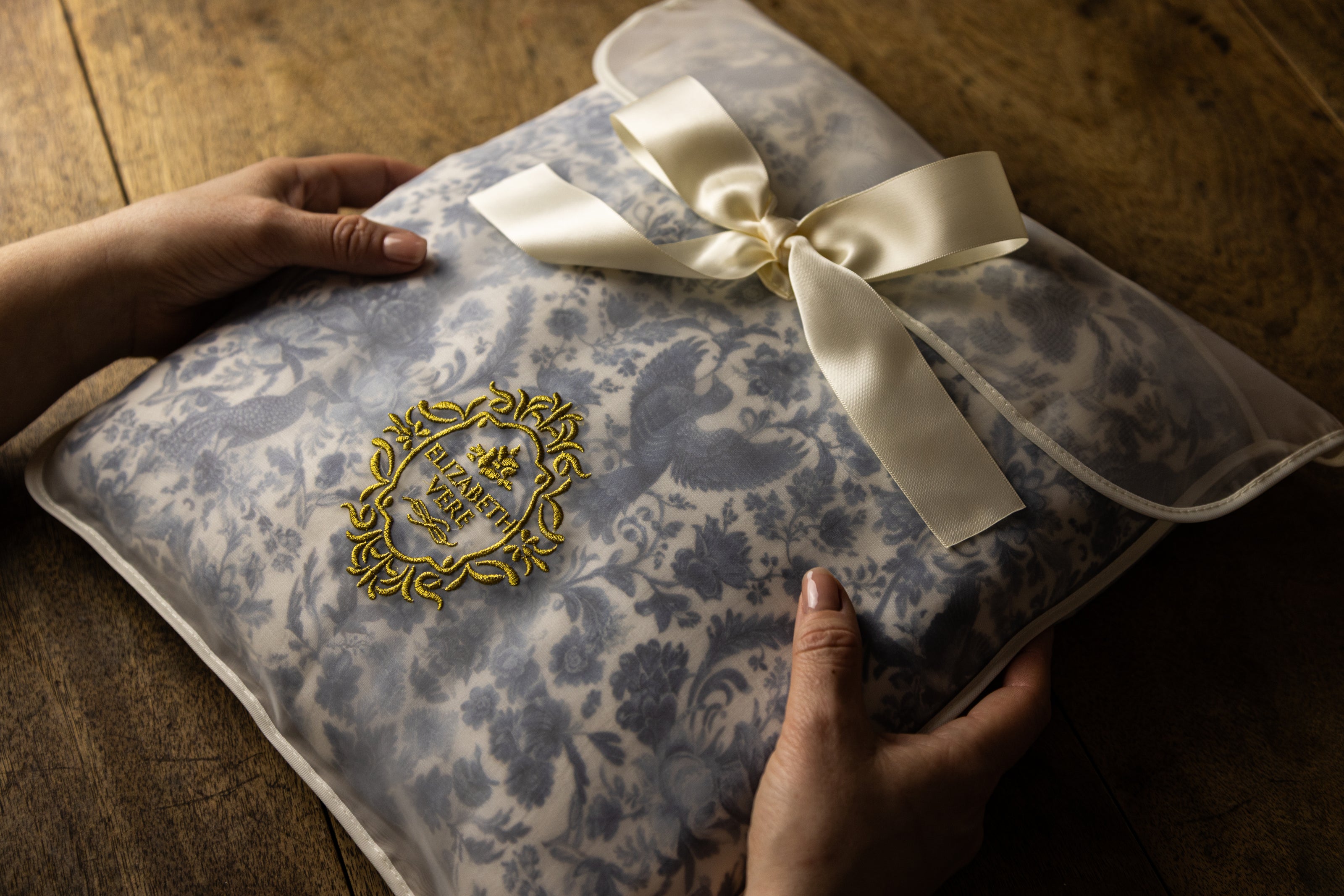 Sara Toile Baby Blanket -  Heritage Blue