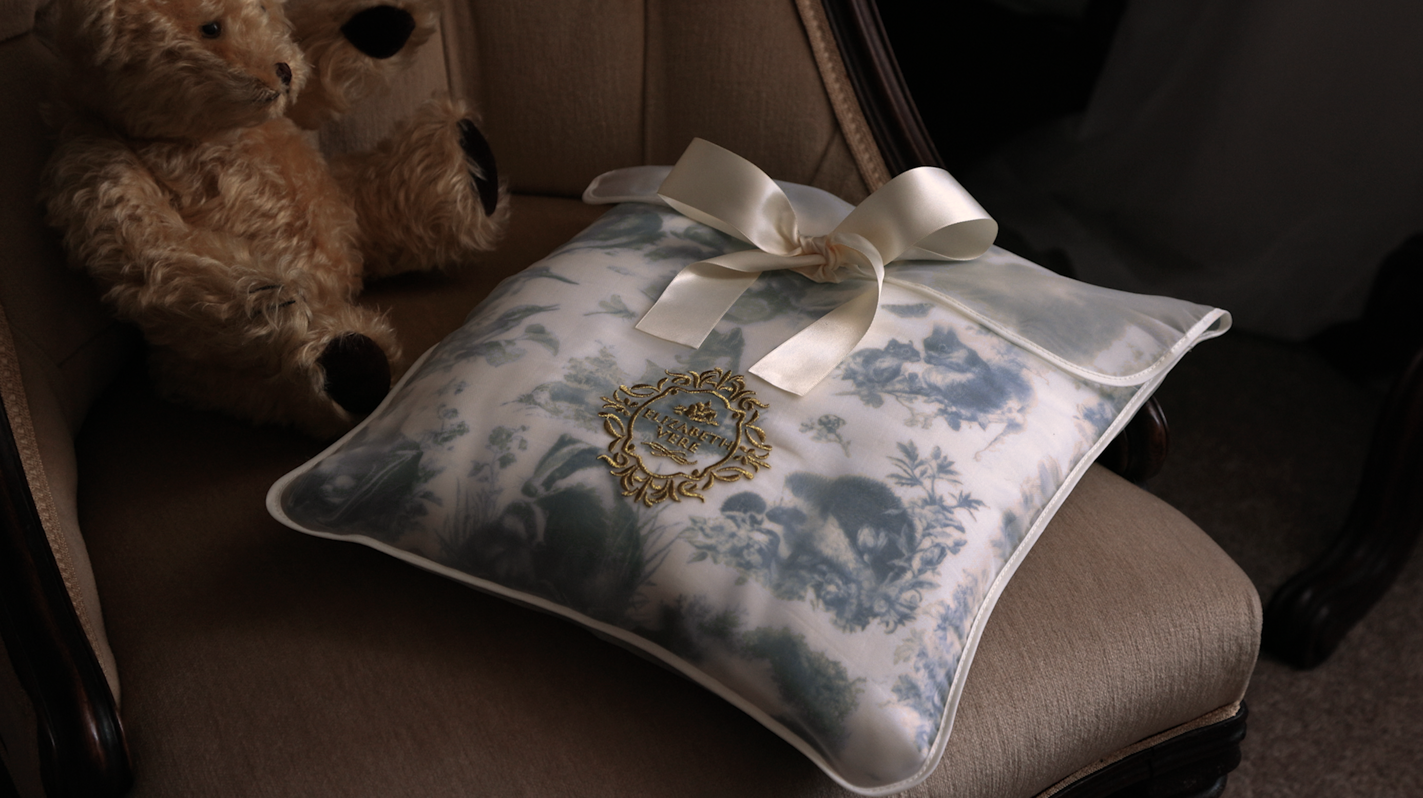 Wildwood Toile Baby Blanket - Dusty Teal
