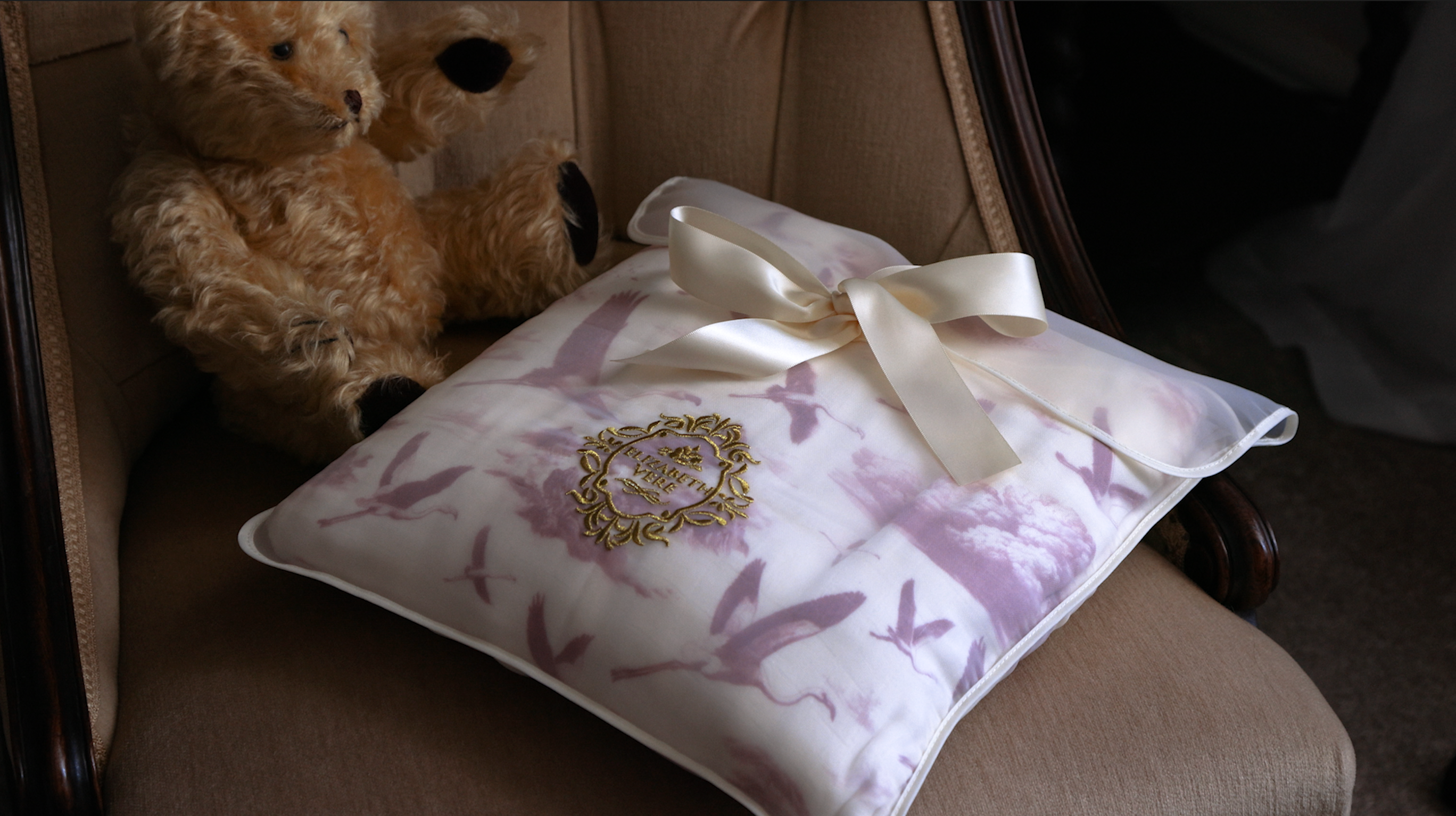 Flamingo Flight Toile Baby Blanket - Antique Rose
