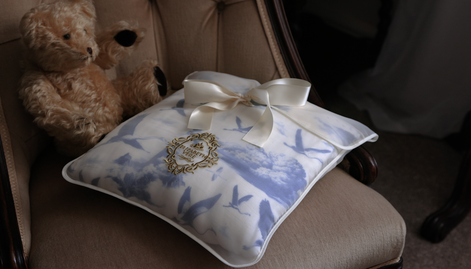 Flamingo Flight Toile Baby Blanket - Heritage Blue