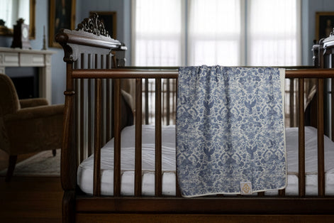 Sara Toile Baby Blanket -  Heritage Blue