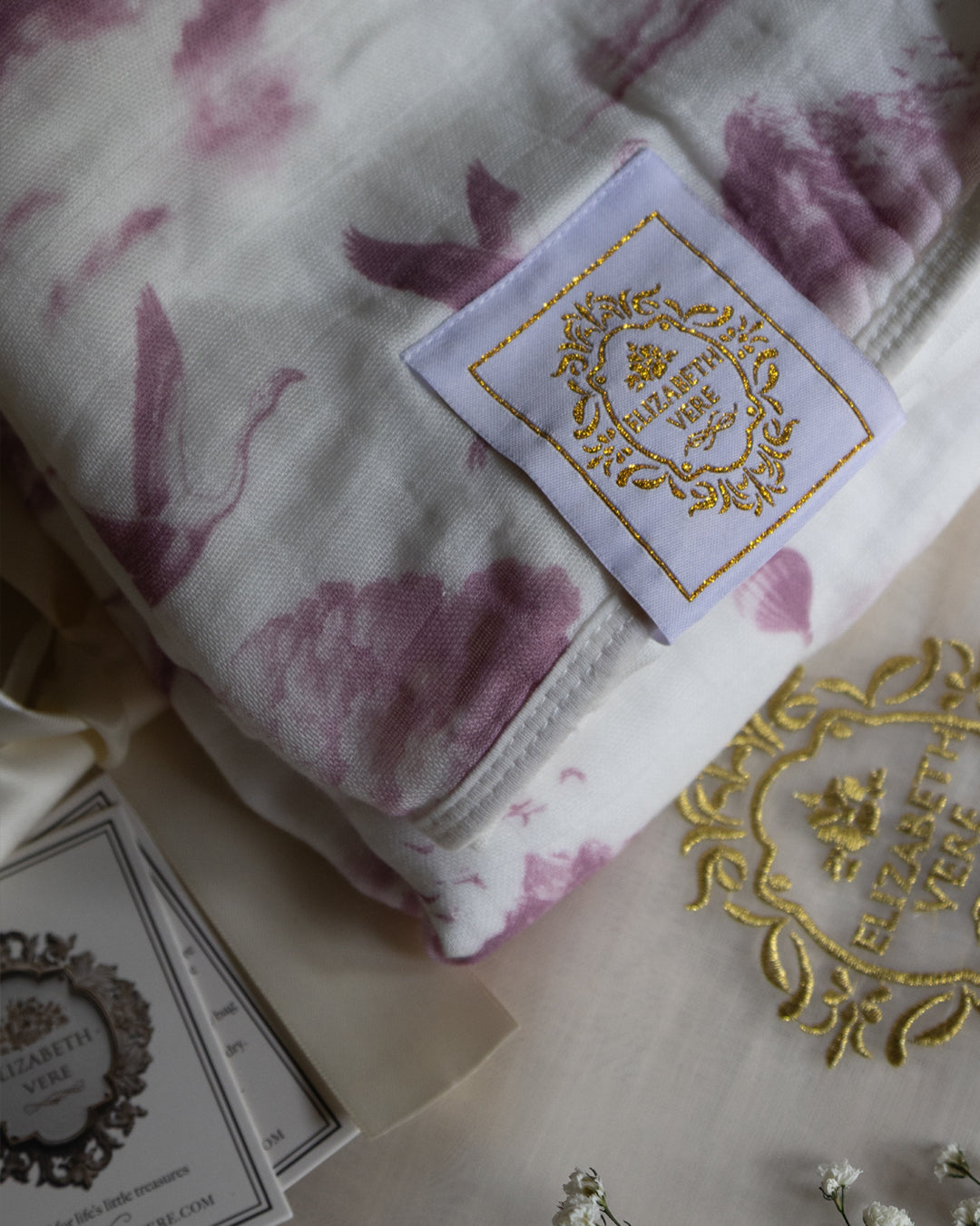 Flamingo Flight Toile Baby Blanket - Antique Rose