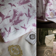 Flamingo Flight Toile Baby Blanket - Antique Rose