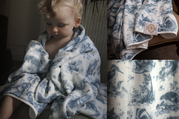 Wildwood Toile Baby Blanket - Dusty Teal
