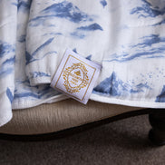 Flamingo Flight Toile Baby Blanket - Heritage Blue