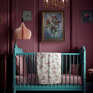 Flamingo Flight Toile Baby Blanket - Antique Rose