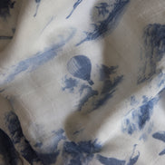 Flamingo Flight Toile Baby Blanket - Heritage Blue