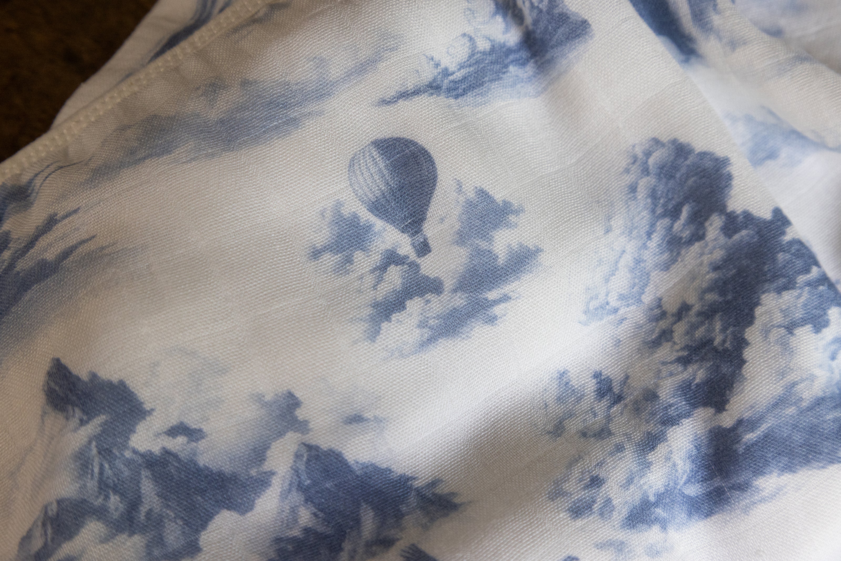Flamingo Flight Toile Baby Blanket - Heritage Blue