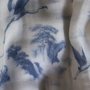 Flamingo Flight Toile Baby Blanket - Heritage Blue