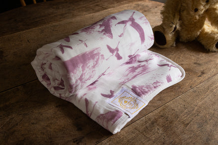 Flamingo Flight Toile Baby Blanket - Antique Rose