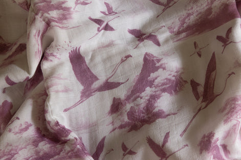Flamingo Flight Toile Baby Blanket - Antique Rose