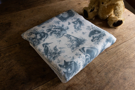 Wildwood Toile Baby Blanket - Dusty Teal