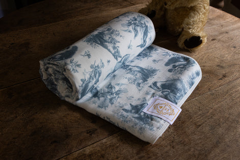 Wildwood Toile Baby Blanket - Dusty Teal