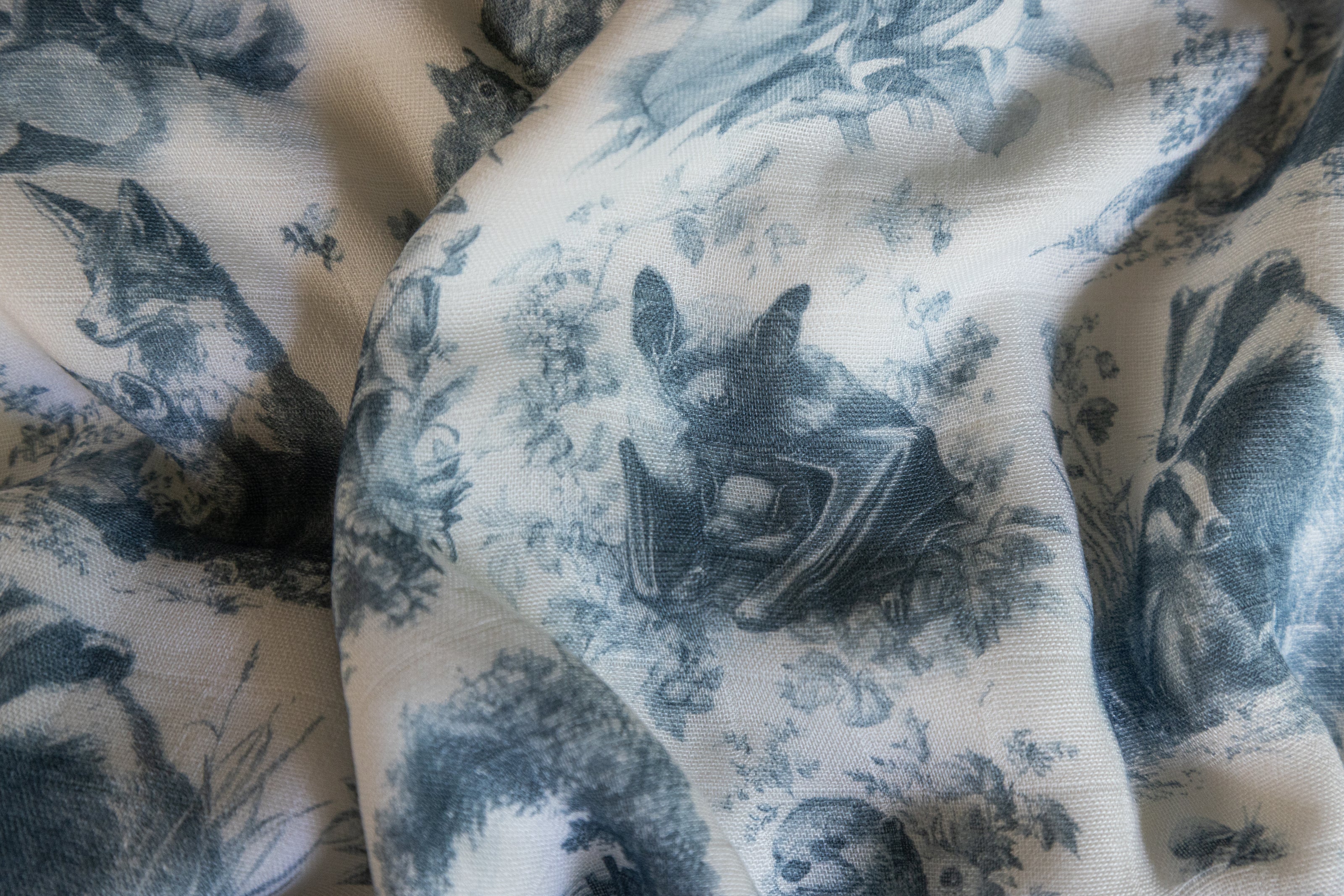 Wildwood Toile Baby Blanket - Dusty Teal