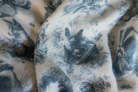 Wildwood Toile Baby Blanket - Dusty Teal