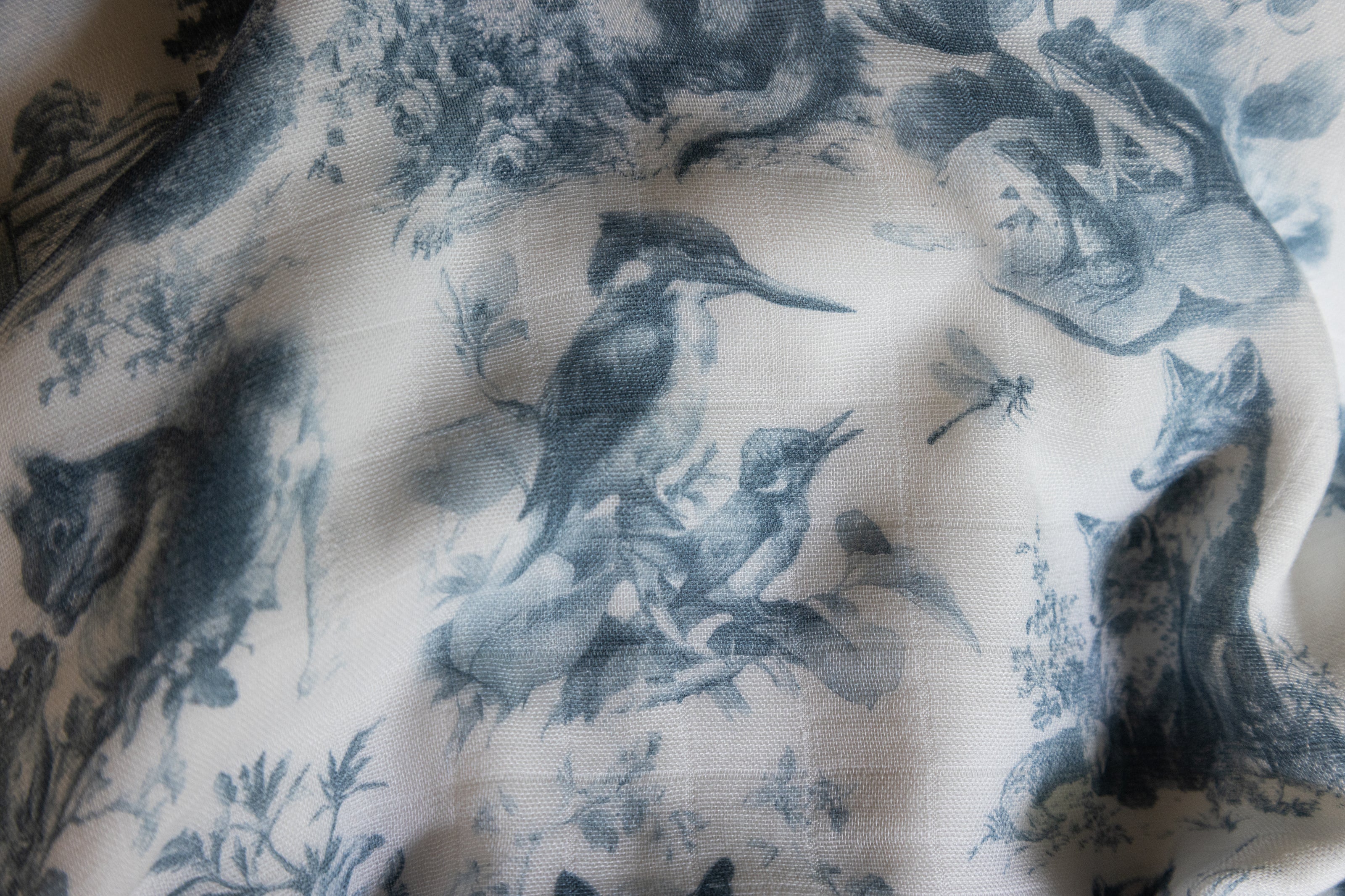 Wildwood Toile Baby Blanket - Dusty Teal