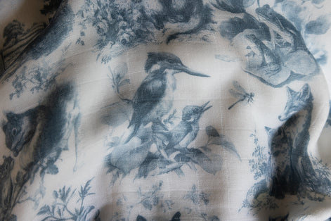Wildwood Toile Baby Blanket - Dusty Teal