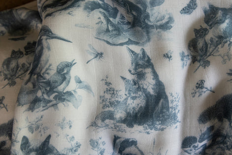 Wildwood Toile Baby Blanket - Dusty Teal