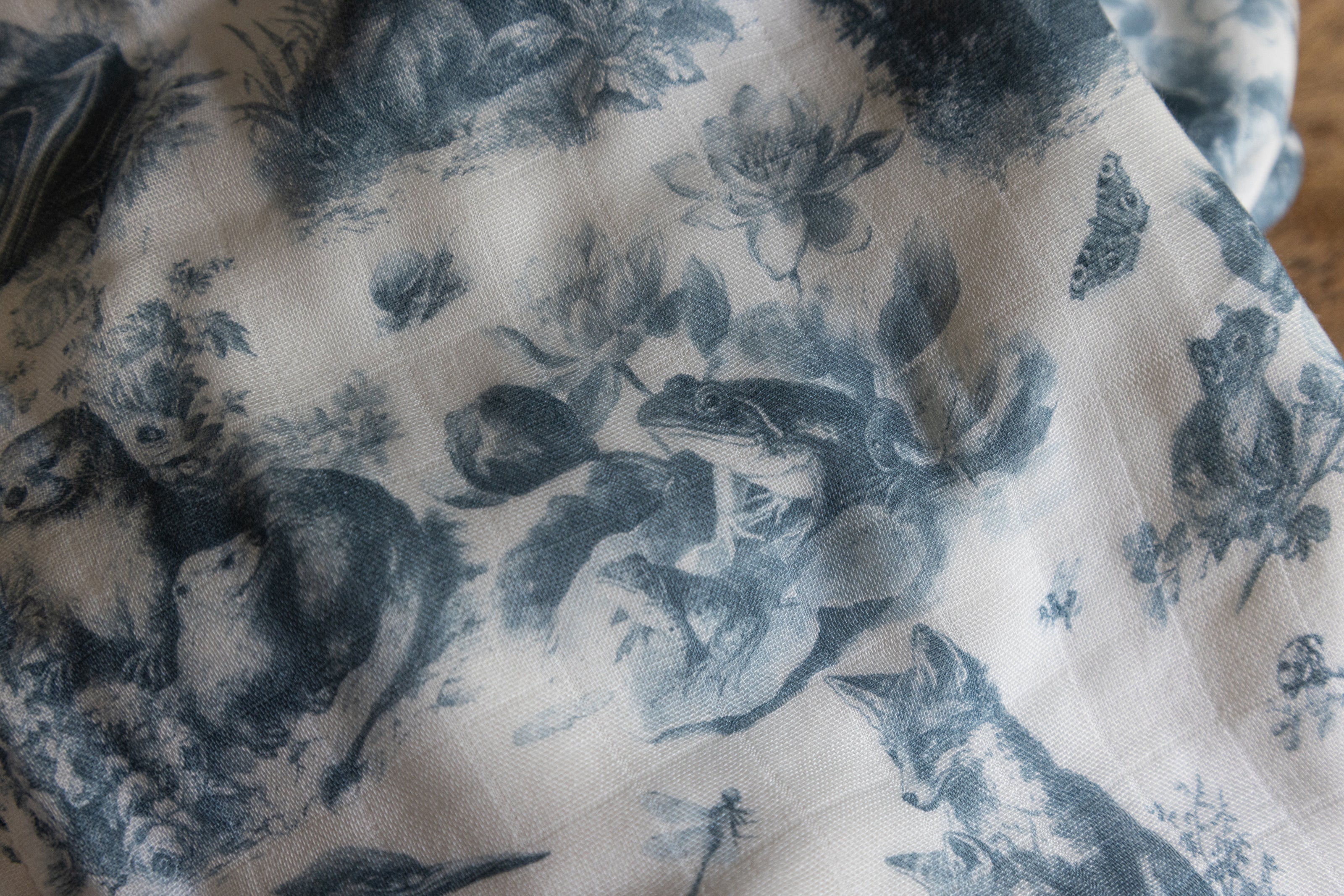 Wildwood Toile Baby Blanket - Dusty Teal