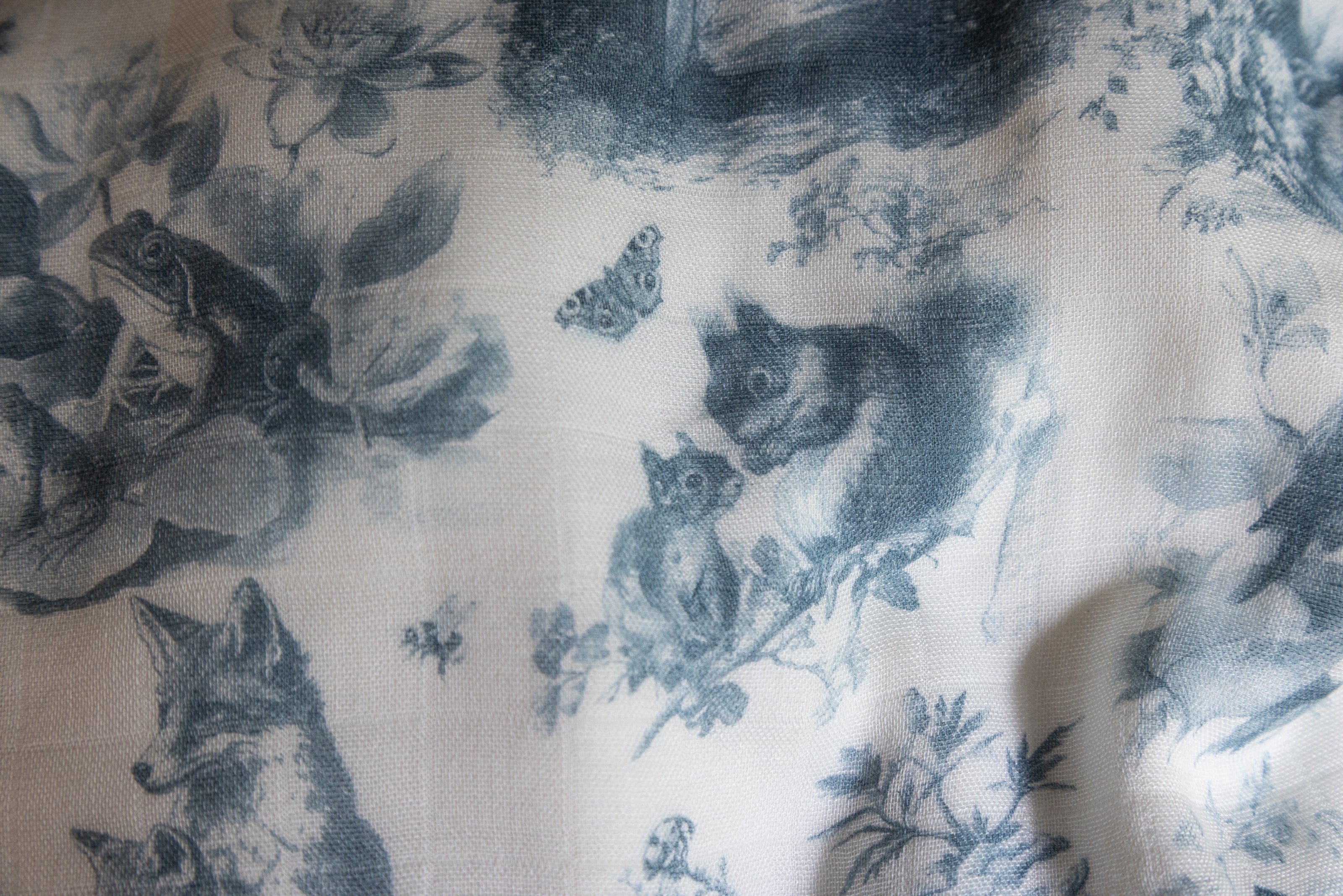 Wildwood Toile Baby Blanket - Dusty Teal