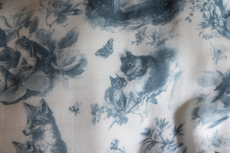 Wildwood Toile Baby Blanket - Dusty Teal