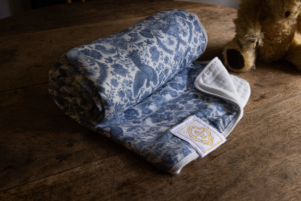 Sara Toile Baby Blanket -  Heritage Blue