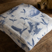 Flamingo Flight Toile Baby Blanket - Heritage Blue