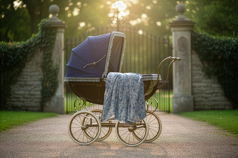 Sara Toile Baby Blanket -  Heritage Blue
