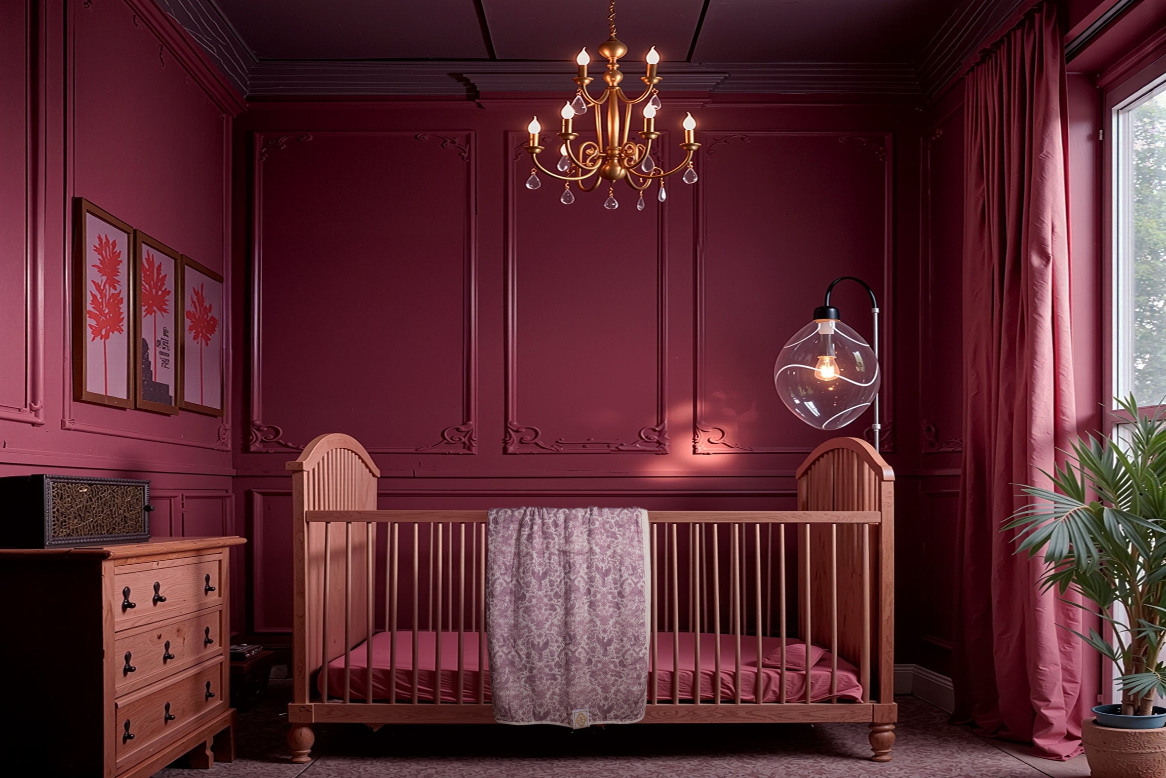 Sara Toile Baby Blanket - Antique Rose