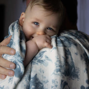 Wildwood Toile Baby Blanket - Dusty Teal