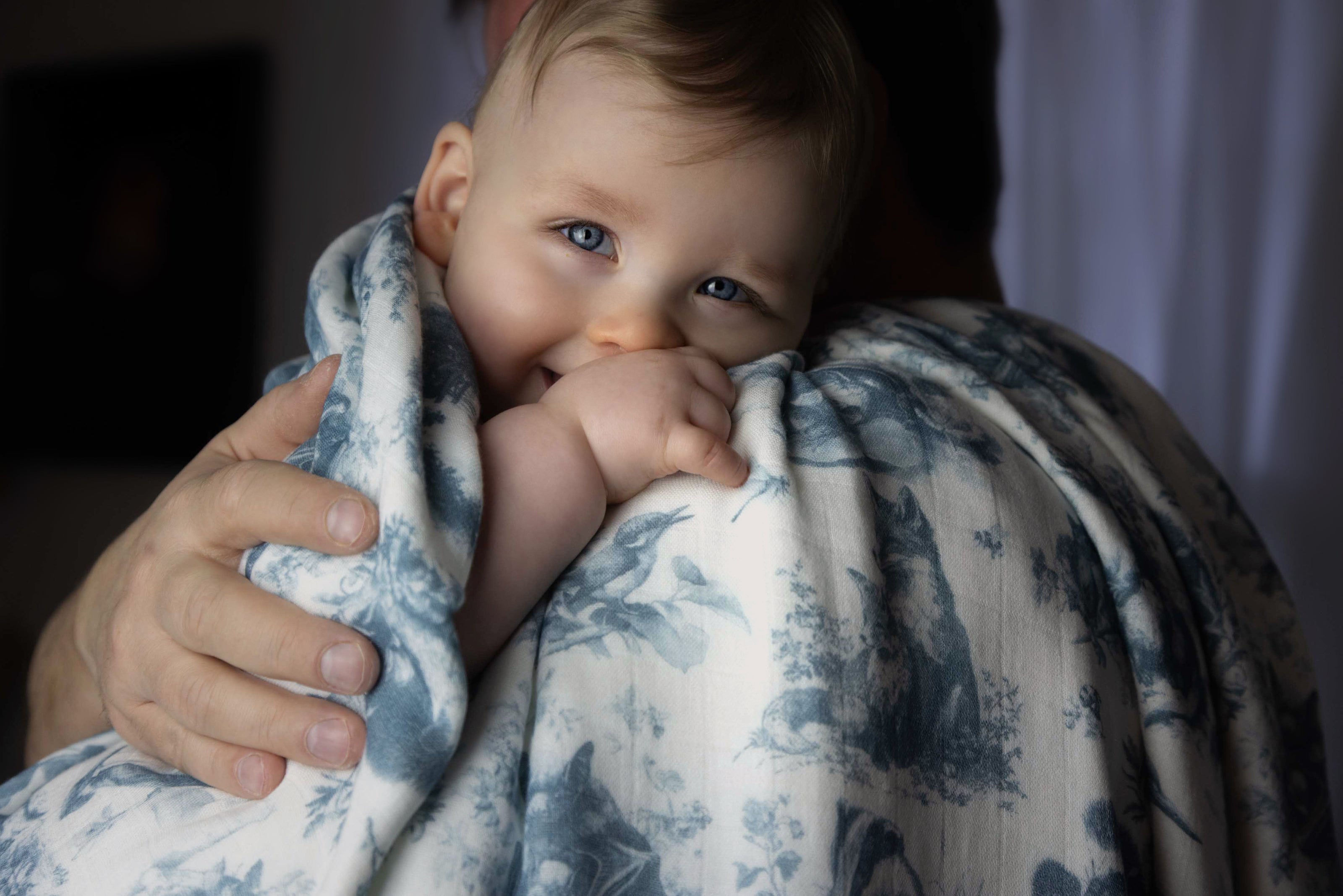 Wildwood Toile Baby Blanket - Dusty Teal