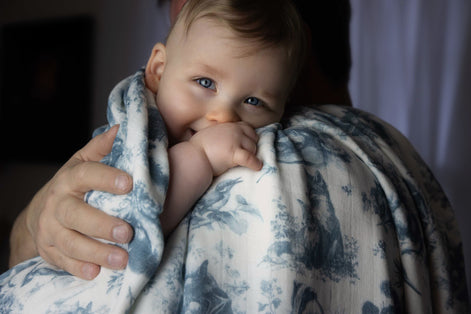 Wildwood Toile Baby Blanket - Dusty Teal